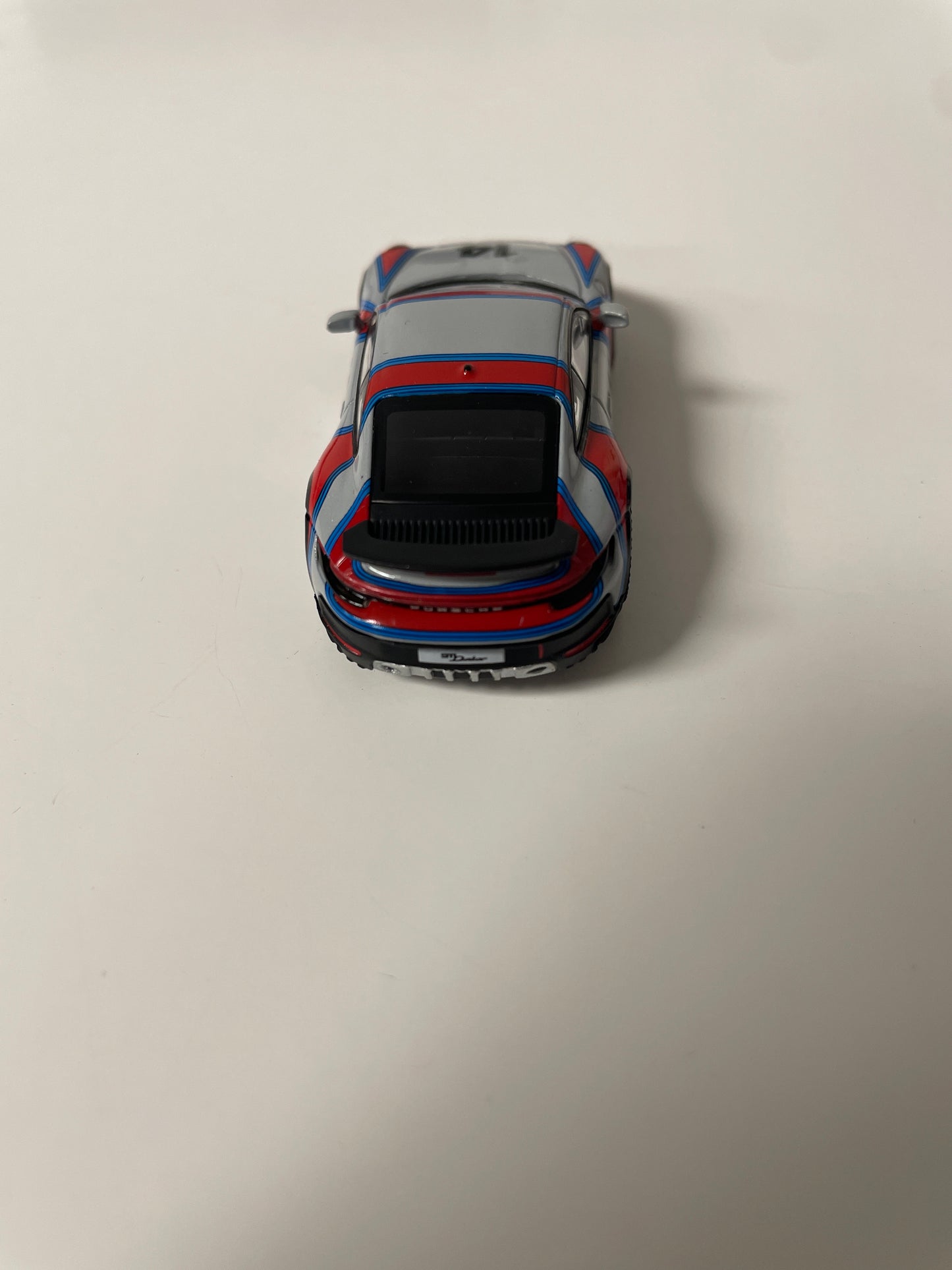 Mini GT 1/64 Porsche 911 Dakar Ice Grey Metallic "Rally 1978"  Red & Grey - MGT00964 - Damaged Car (read description)