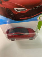 Hot Wheels 1/64 Tesla Model S Plaid Red - Damaged Box