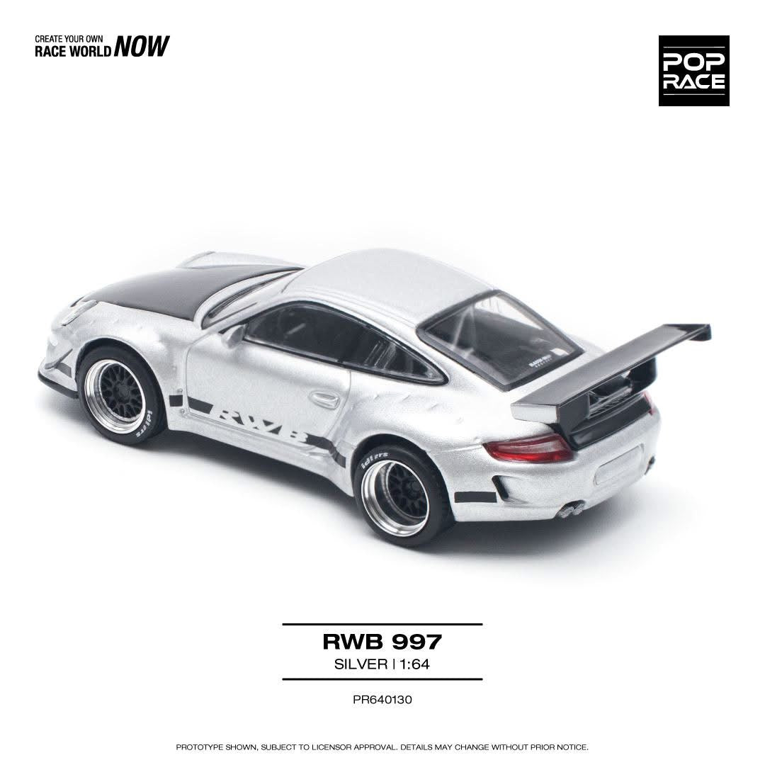 Pop Race 1/64 Porsche RWB 997 Silver