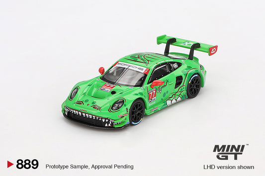 Mini GT 1/64 Porsche 911 GT3 R #77 2024 IMSA Daytona 24 Hrs GTD Pro 2nd Place AO Racing Rexy Green - MGT00889