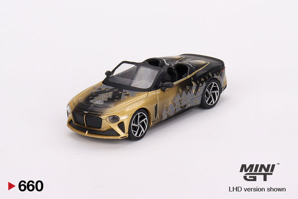 Mini GT 1/64 Bentley Mulliner Bacalar 2023 Christmas Edition Limited 9999 pieces Gold & Black