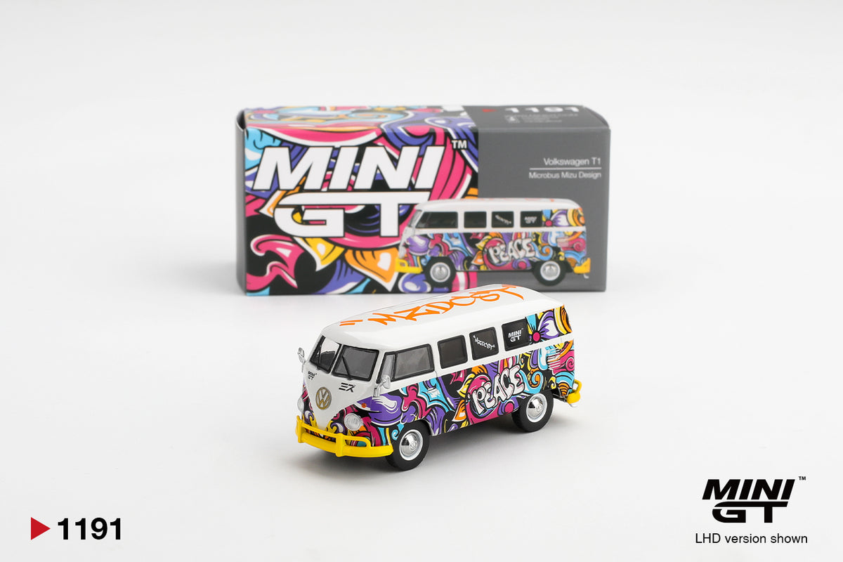 Mini GT 1/64 Volkswagen T1 Microbus Mizu Design White - MGT01191