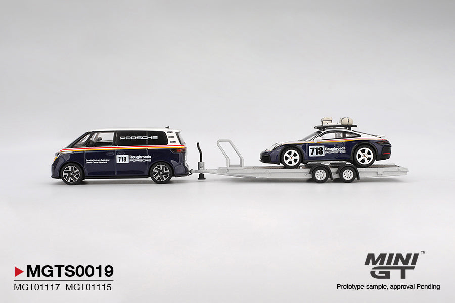 Mini GT 1/64 Porsche 911 Dakar #718 / Volkswagen ID. Buzz / Porsche Centrum Gelderland Roughroads Set - MGTS0019