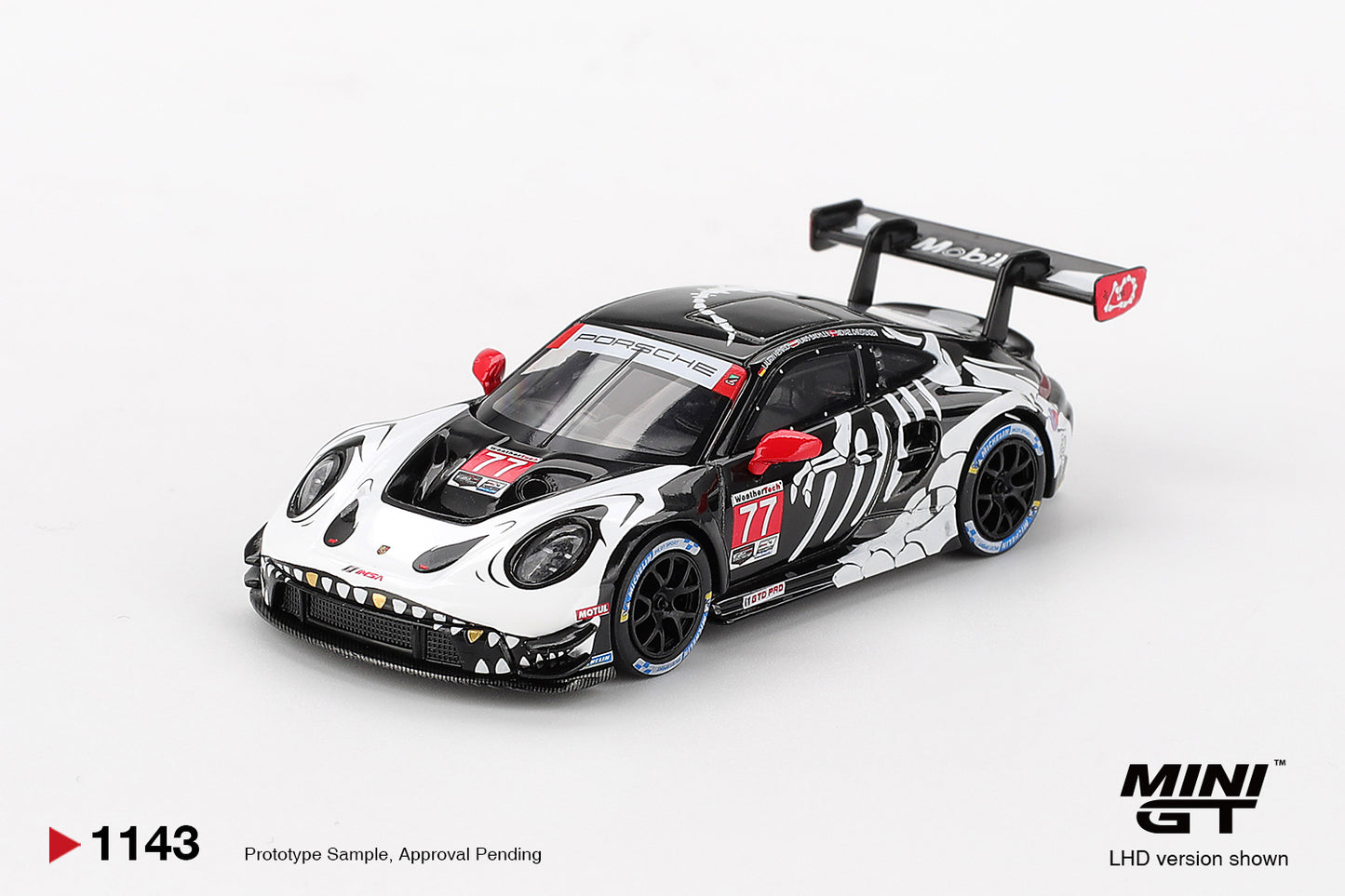 Mini GT 1/64 Porsche 911 GT3 R #77 2025 IMSA Petit Le Mans AO Racing Black & White - MGT01143-BL