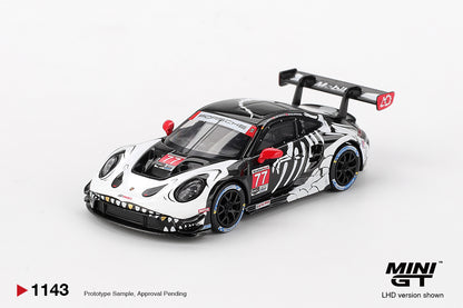 Mini GT 1/64 Porsche 911 GT3 R #77 2025 IMSA Petit Le Mans AO Racing Black & White - MGT01143-BL