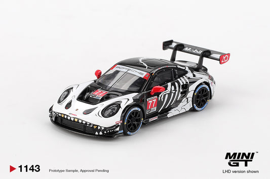 Mini GT 1/64 Porsche 911 GT3 R #77 2025 IMSA Petit Le Mans AO Racing Black & White - MGT01143-BL