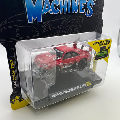 Muscle Machines 1/64 Liberty Walk 1999 Nissan Skyline GT-R R34 Red - Damaged Card