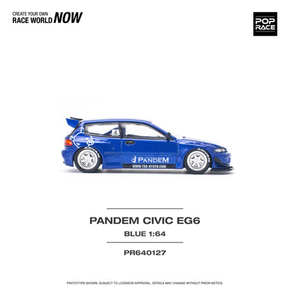 Pop Race 1/64 Honda Pandem Civic EG6 Blue