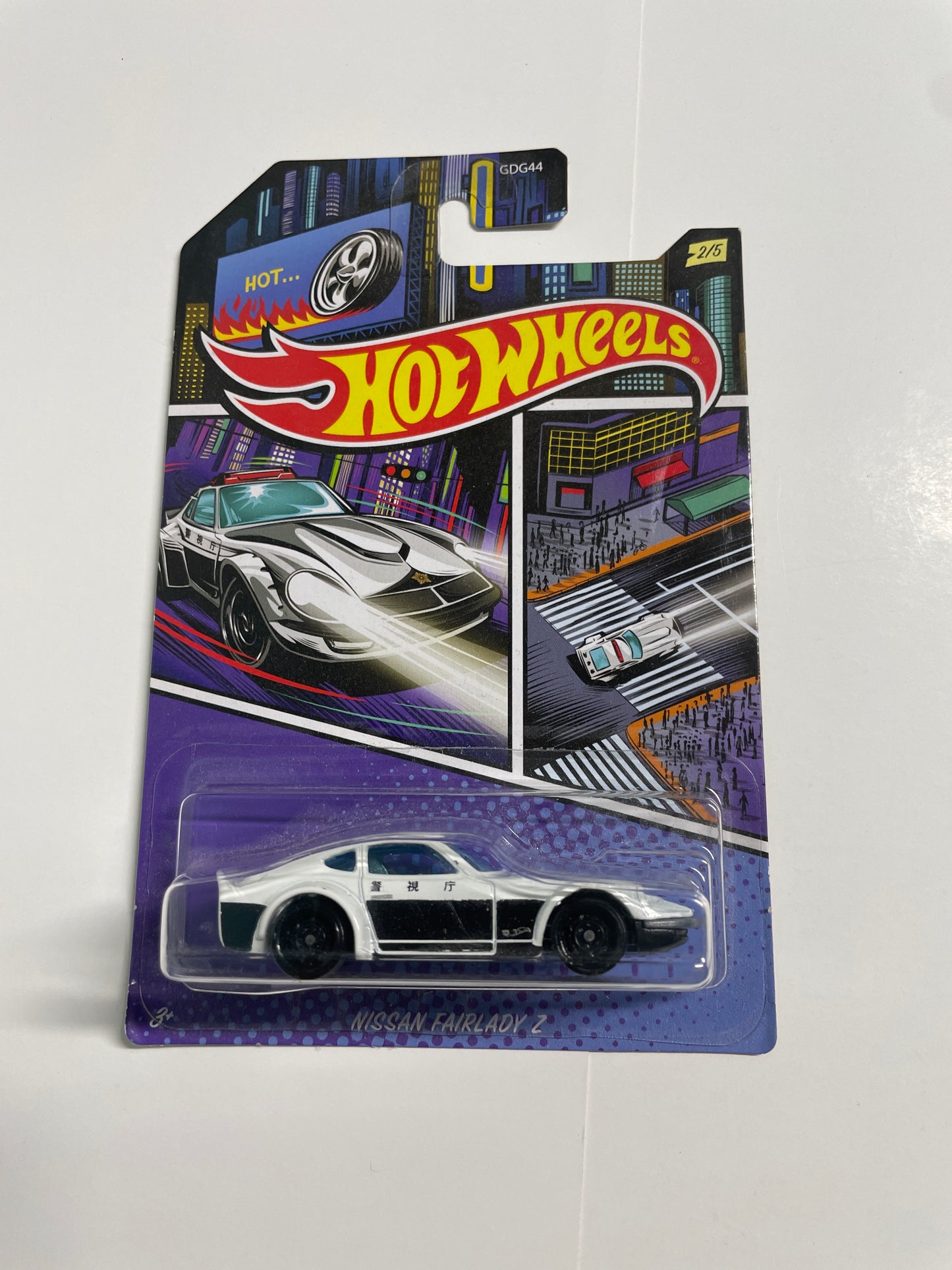 Hot Wheels 1/64 Nissan Fairlady Z Police White & Black - Damaged Card