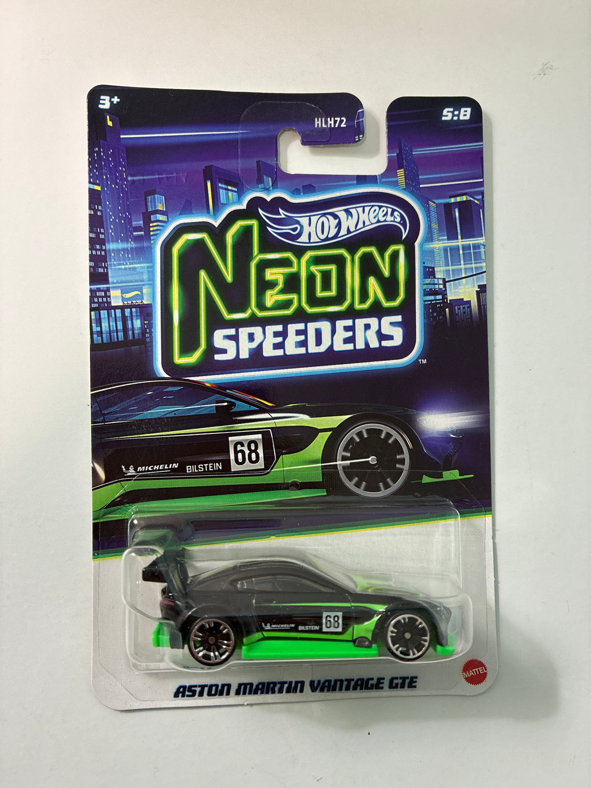 Hot Wheels 1/64 Neon Speeders Aston Martin Vantage GTE Black & Green - JKY05