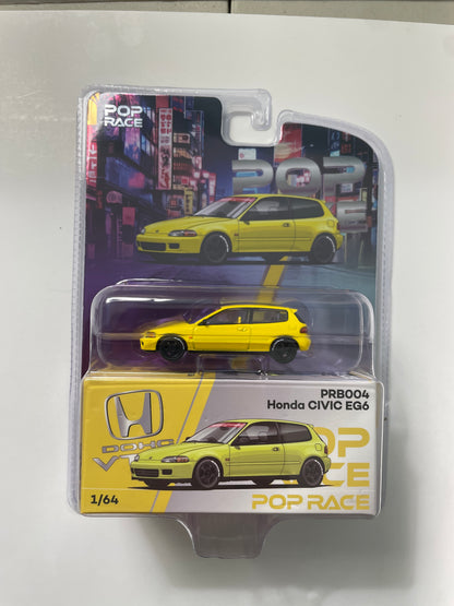 Pop Race 1/64 Honda Civic EG6 Vancouver Edition Yellow - PRB004
