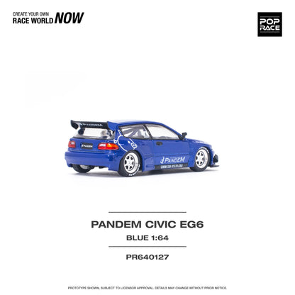 Pop Race 1/64 Honda Pandem Civic EG6 Blue