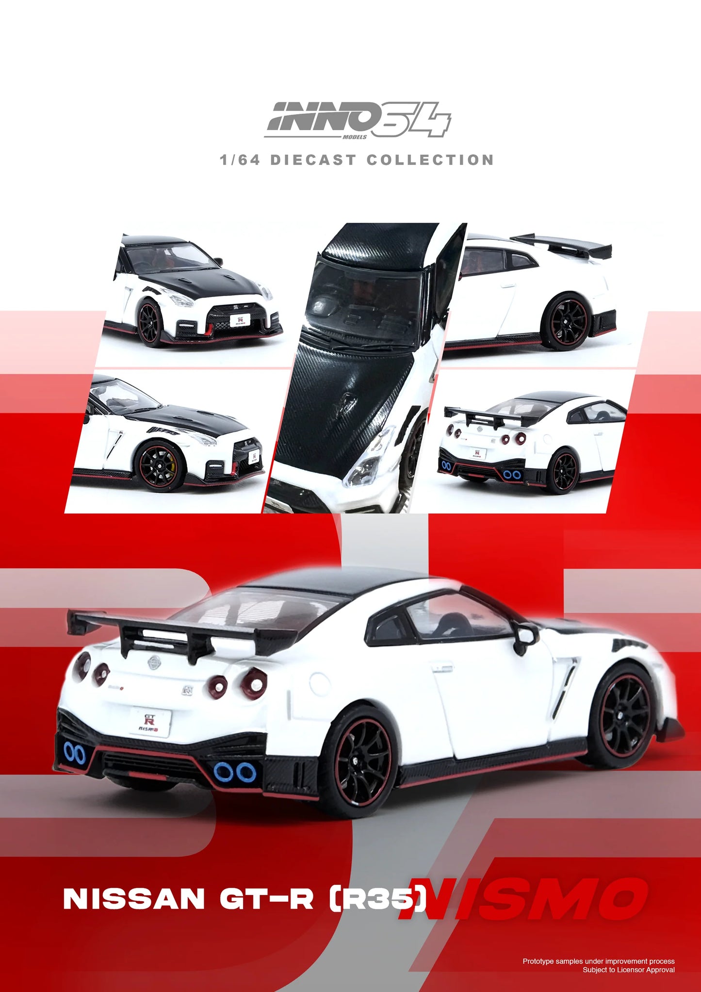 Inno64 1/64 Nissan GT-R (R35) Nismo White & Black