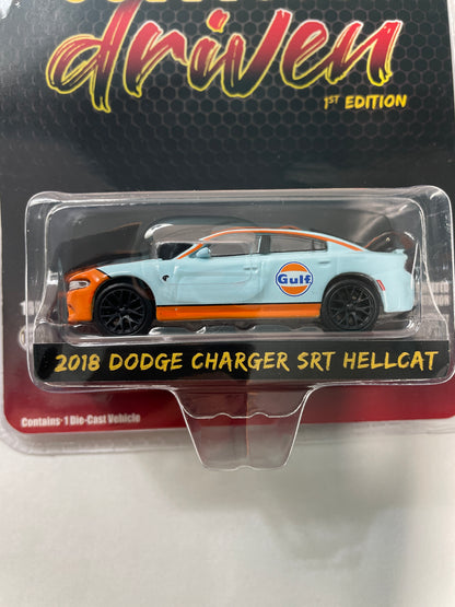 Greenlight 1/64 Collector Driven 1st Edition 2018 Dodge Charger SRT Hellcat Gulf Blue & Orange - 51501-A