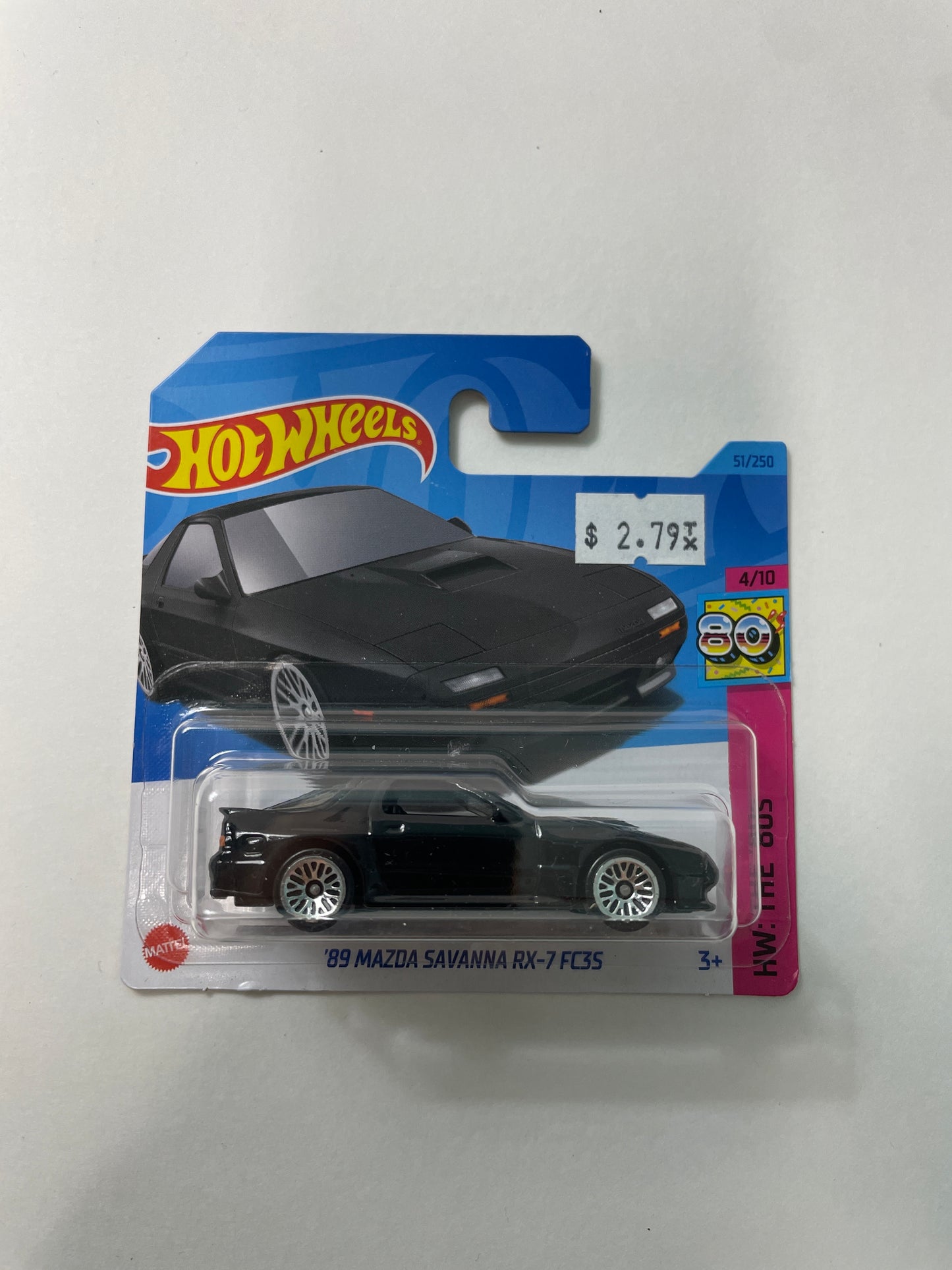 Hot Wheels 1/64 ‘89 Mazda Savanna RX-7 FC3S Short Card Black - Damaged Box