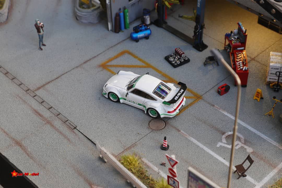 Star Model 1/64 Porsche RWB 964 White w/ Green Rims