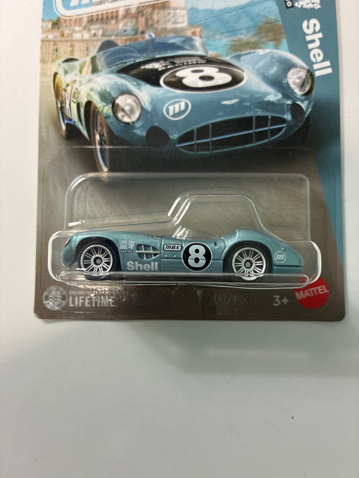 Matchbox 1/64 Super Cars Series 1956 Aston Martin DBR1 Blue - JJR51 - Damaged Box