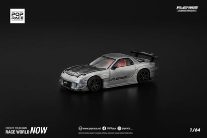 Pop Race 1/64 2025 MiniCar a Gogo!! Mazda RX7 RE-Amemiya Widebody Silver