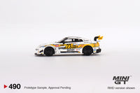 Mini GT 1/64 Nissan LB-Silhouette WORKS GT 35GT-RR Ver.2 LB Racing Formula Drift 2022 White & Yellow
