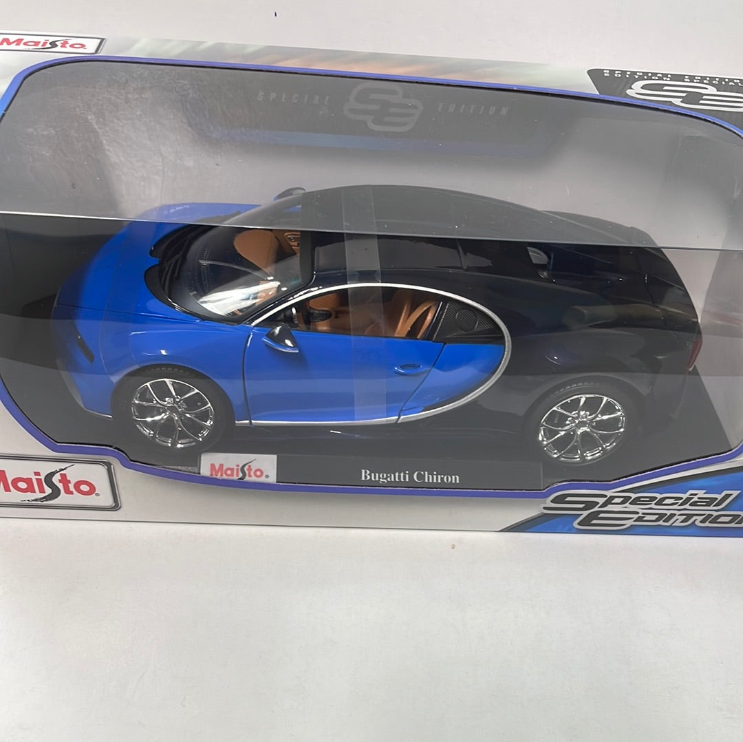 1/18 Maisto Bugatti Chiron Blue & Black – Flipn Diecast