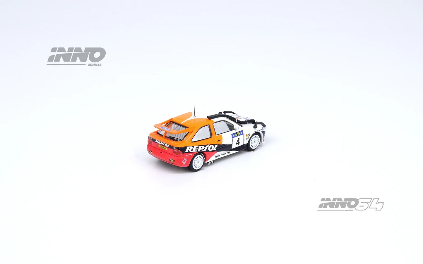 Inno64 1/64  Ford Escort RS Cosworth #4 "Repsol" Safary Rally Kenya 1996 White & Orange