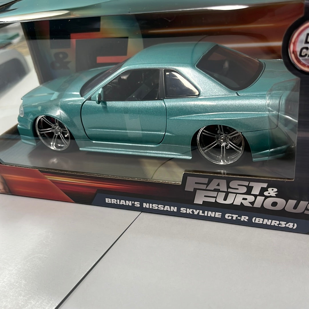 Jada 1/24 Brian’s 2002 Nissan Skyline GT-R34 Green Fast and Furious - Damaged Box
