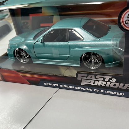 Jada 1/24 Brian’s 2002 Nissan Skyline GT-R34 Green Fast and Furious - Damaged Box