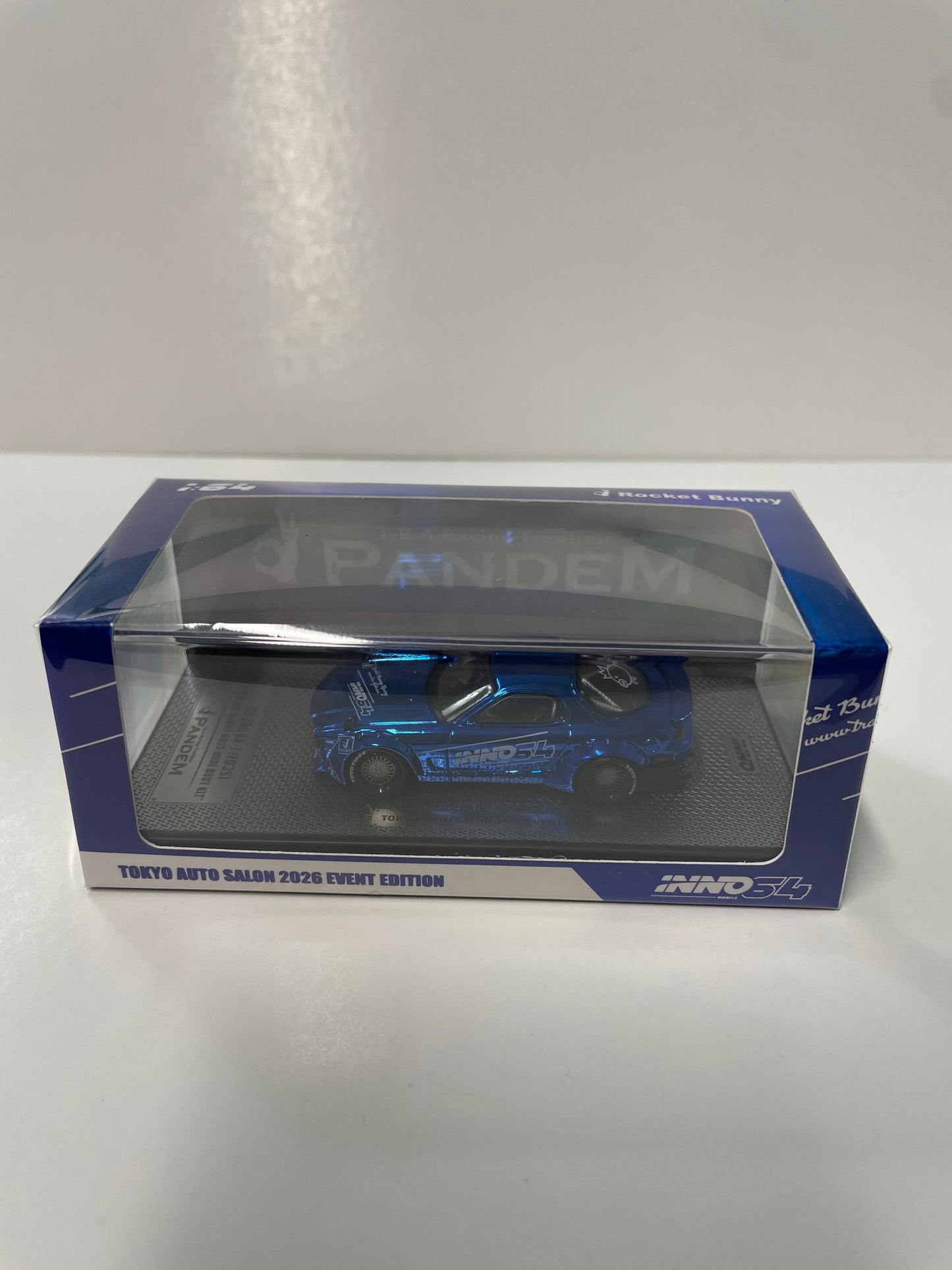 Inno64 1/64 2026 Tokyo Auto Salon Mazda RX-7 (FD3S) Rocket Bunny Boss Wide Body Kit Blue - IN64-RX7FDP-TAS26