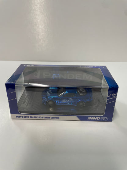 Inno64 1/64 2026 Tokyo Auto Salon Mazda RX-7 (FD3S) Rocket Bunny Boss Wide Body Kit Blue - IN64-RX7FDP-TAS26