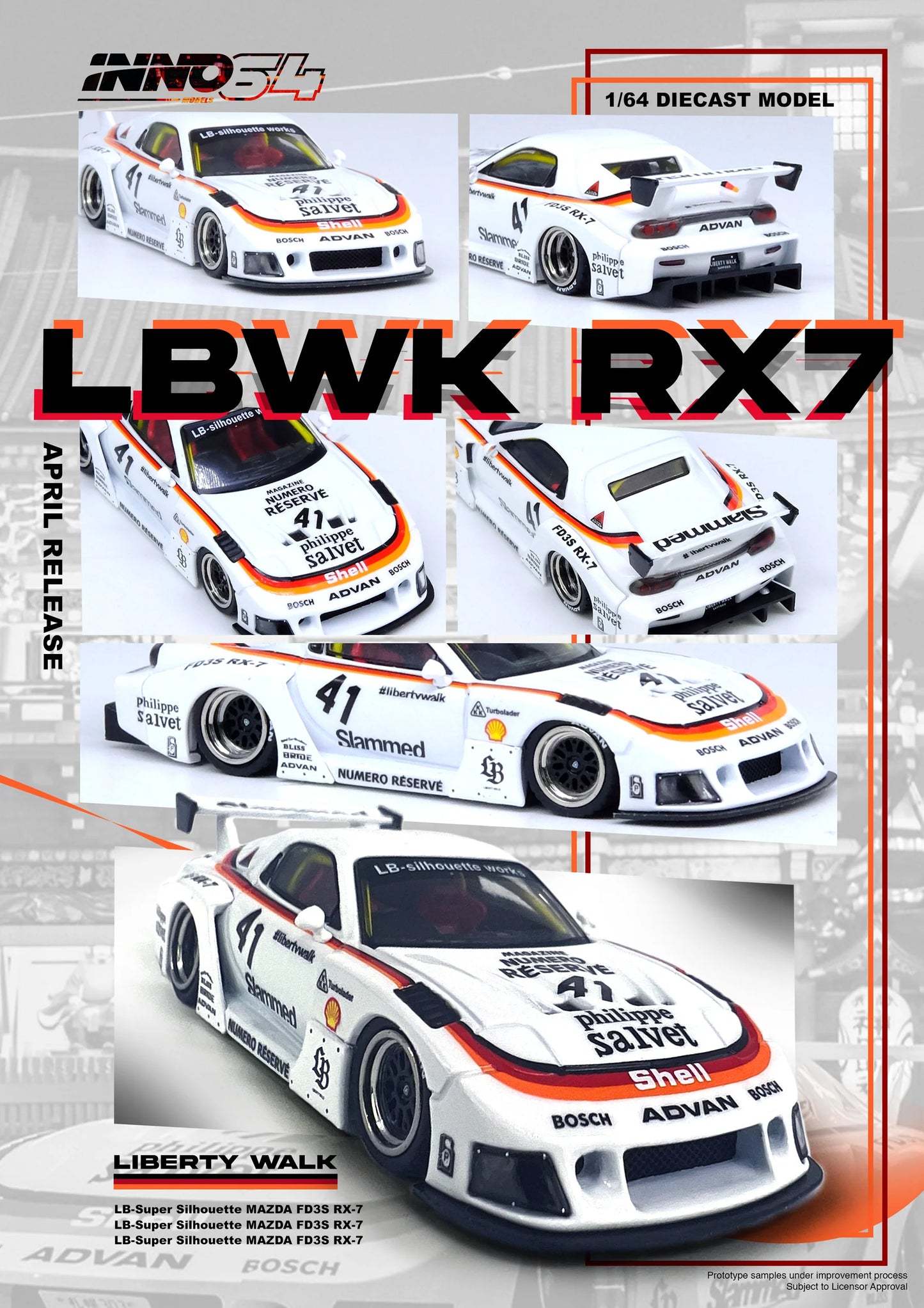Inno64 1/64 Mazda RX7 ( FD3S) LB-Super Silhouette White