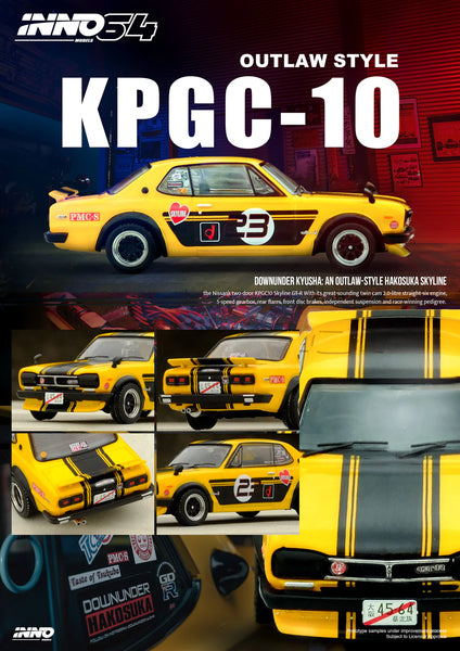 Inno64 1/64 Nissan Skyline 2000 GT-R (KGC10) Yellow & Black