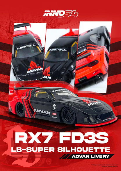 Inno64 1/64 LBWK Mazda RX7 (FD3S) LB-Super Silhouette Avan Black & Red