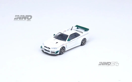 Inno64 1/64 Nissan Skyline GT-R R34 V-Spec N1 Tuned By Mine's White & Green