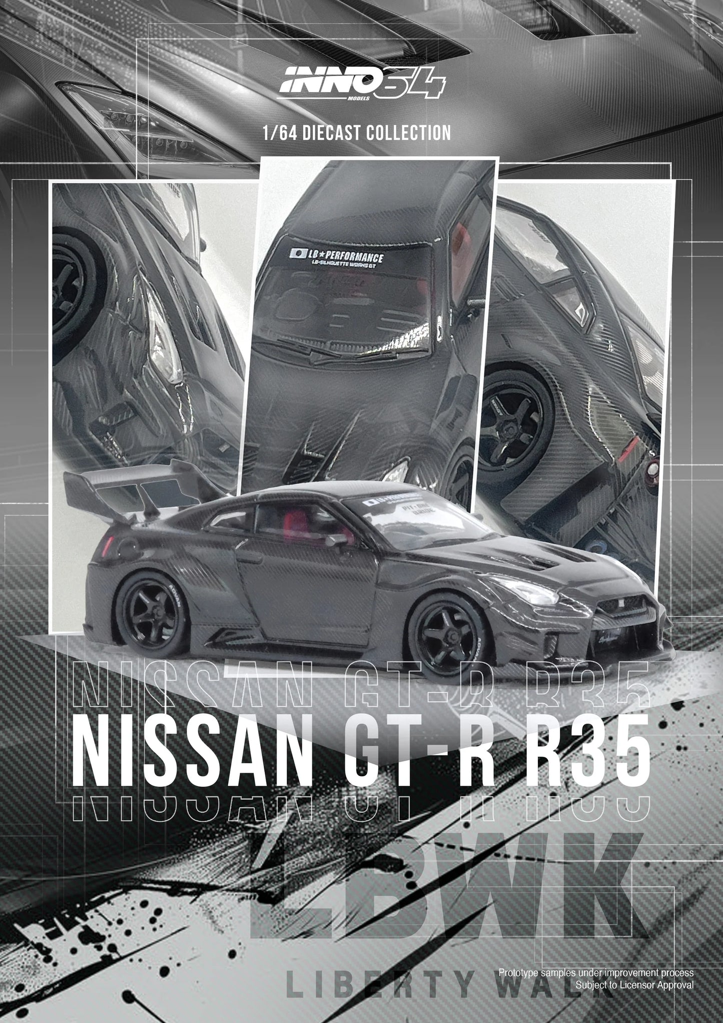 Inno64 1/64 LB-Silhouette Works GT Nissan 35GT-RR Full Dry Carbon Black