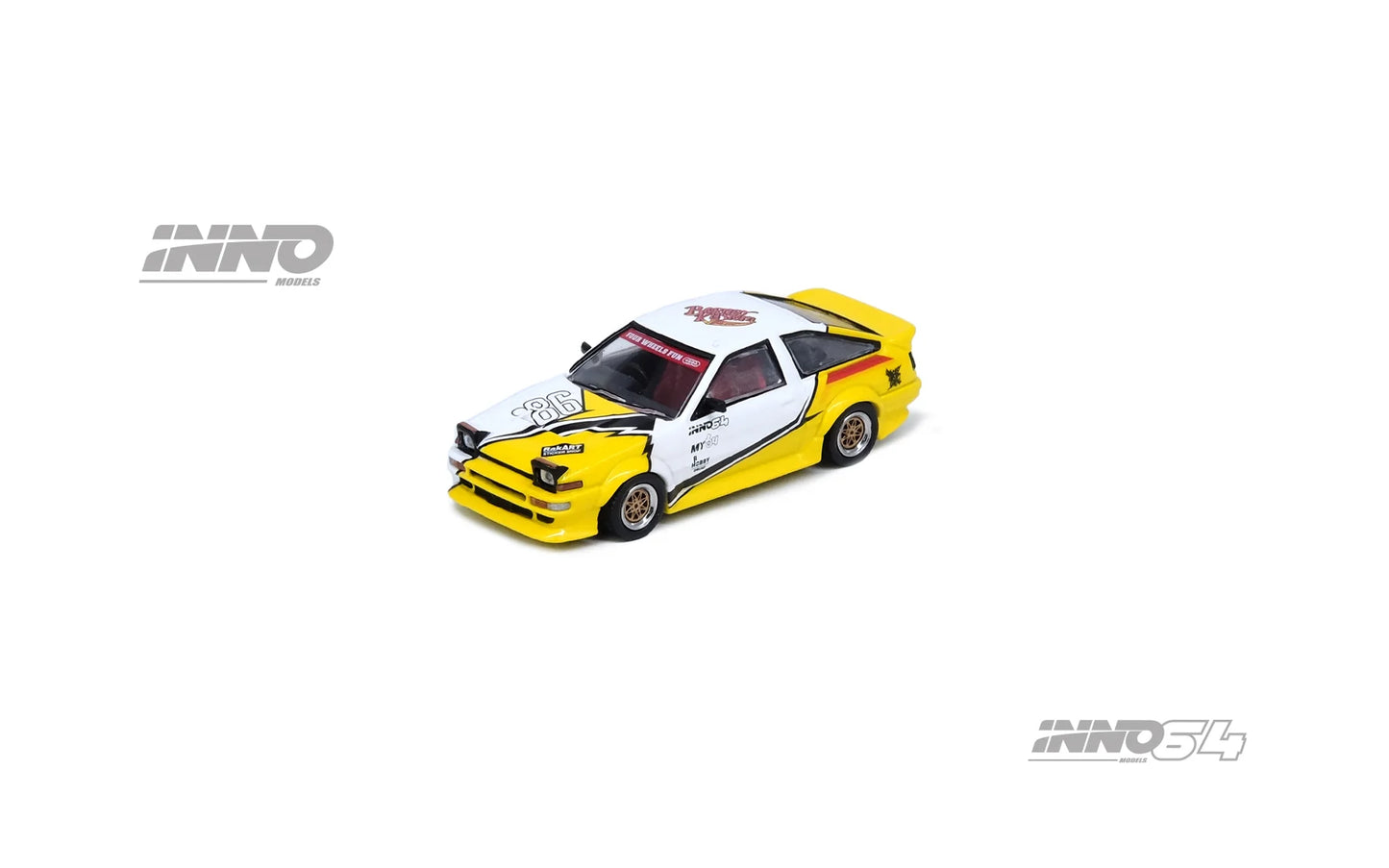 Inno64 1/64 Toyota Sprinter Trueno (AE86) Brunei Exclusive Wildcard Diecast Kustom Show 2024 Yellow & White