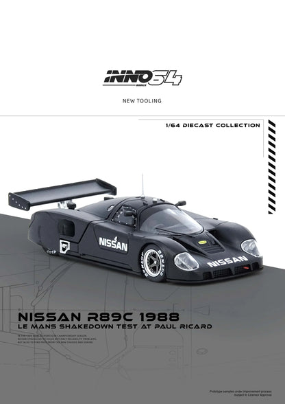 Inno64 1/64 Nissan R89C Le Mans Shakedown Test At Paul Ricard 1988 Black