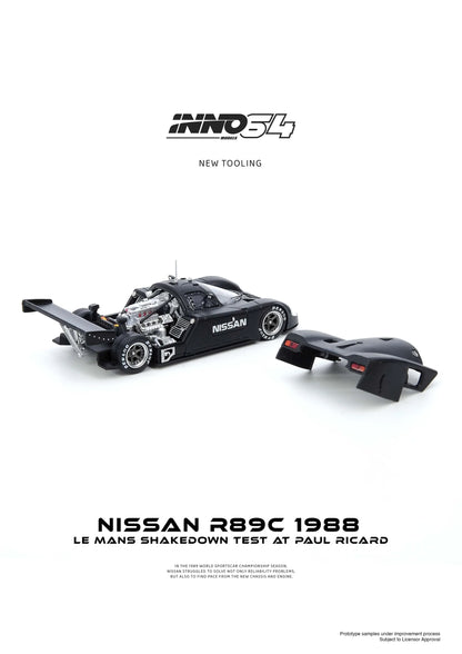 Inno64 1/64 Nissan R89C Le Mans Shakedown Test At Paul Ricard 1988 Black