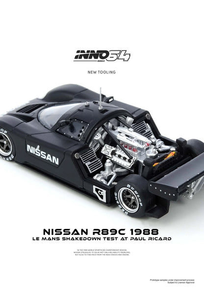 Inno64 1/64 Nissan R89C Le Mans Shakedown Test At Paul Ricard 1988 Black