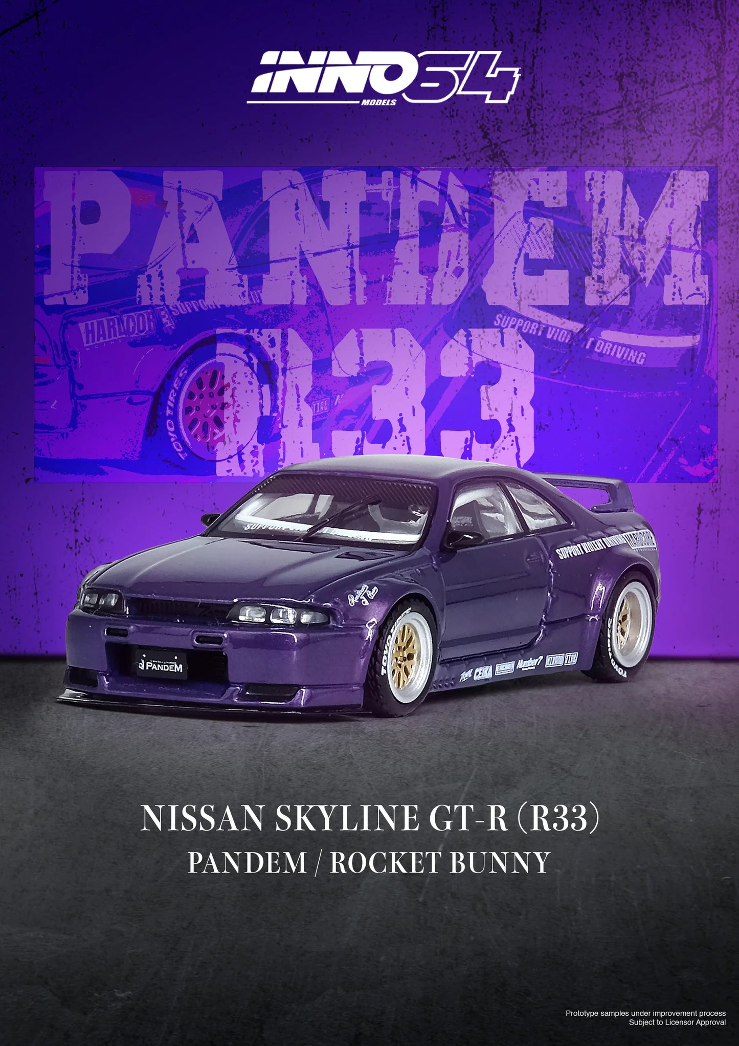 Inno64 1/64 Nissan Skyline GT-R (R33) "Pandem/Rocket Bunny" Purple