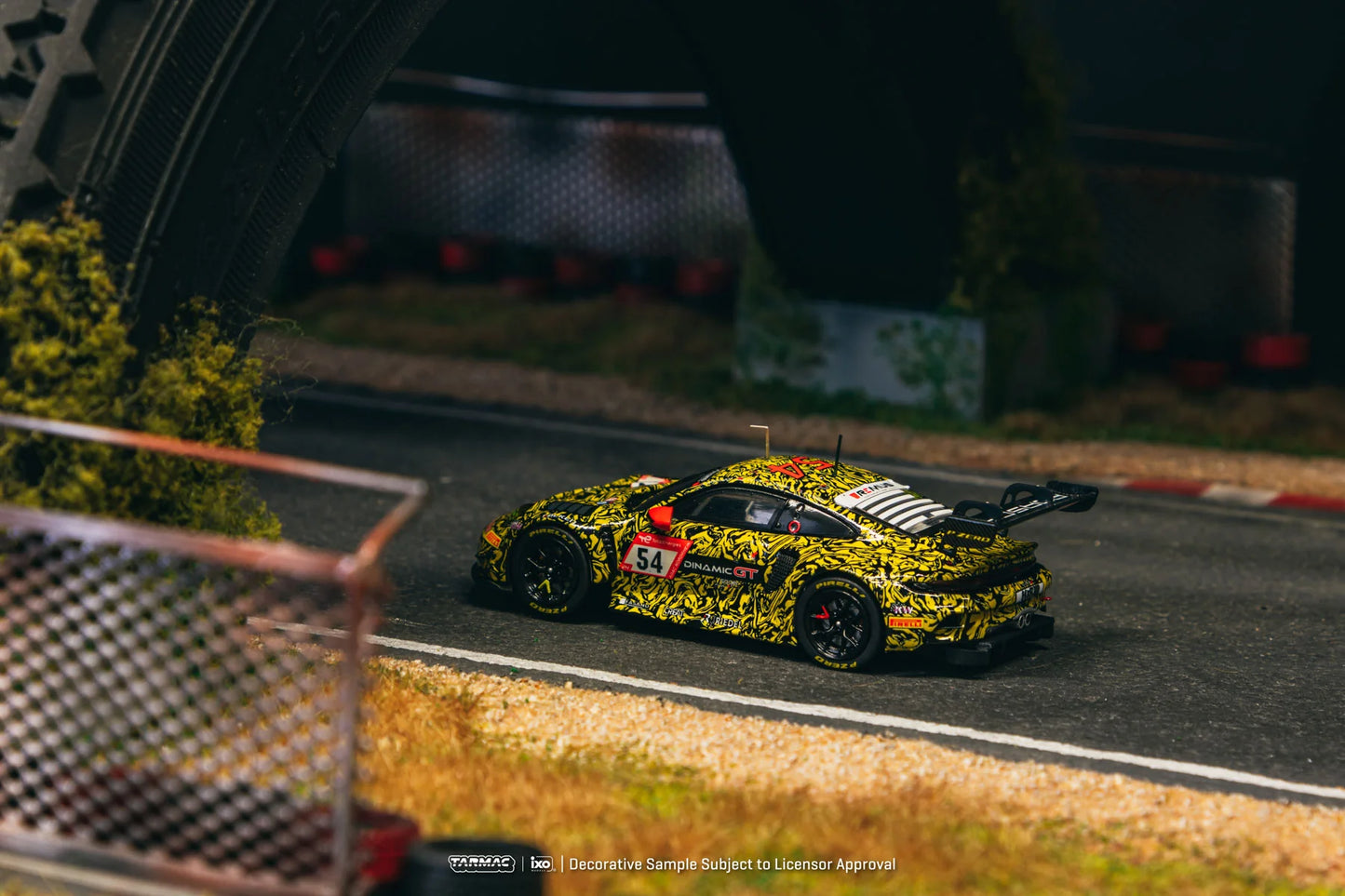 Tarmac Works x IXO 1/64 Porsche 911 GT3 R #54 Nurburgring 24h 2023  Yellow & Black - T64-084-23NUR54