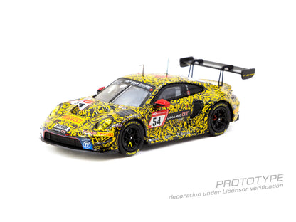 Tarmac Works x IXO 1/64 Porsche 911 GT3 R #54 Nurburgring 24h 2023  Yellow & Black - T64-084-23NUR54