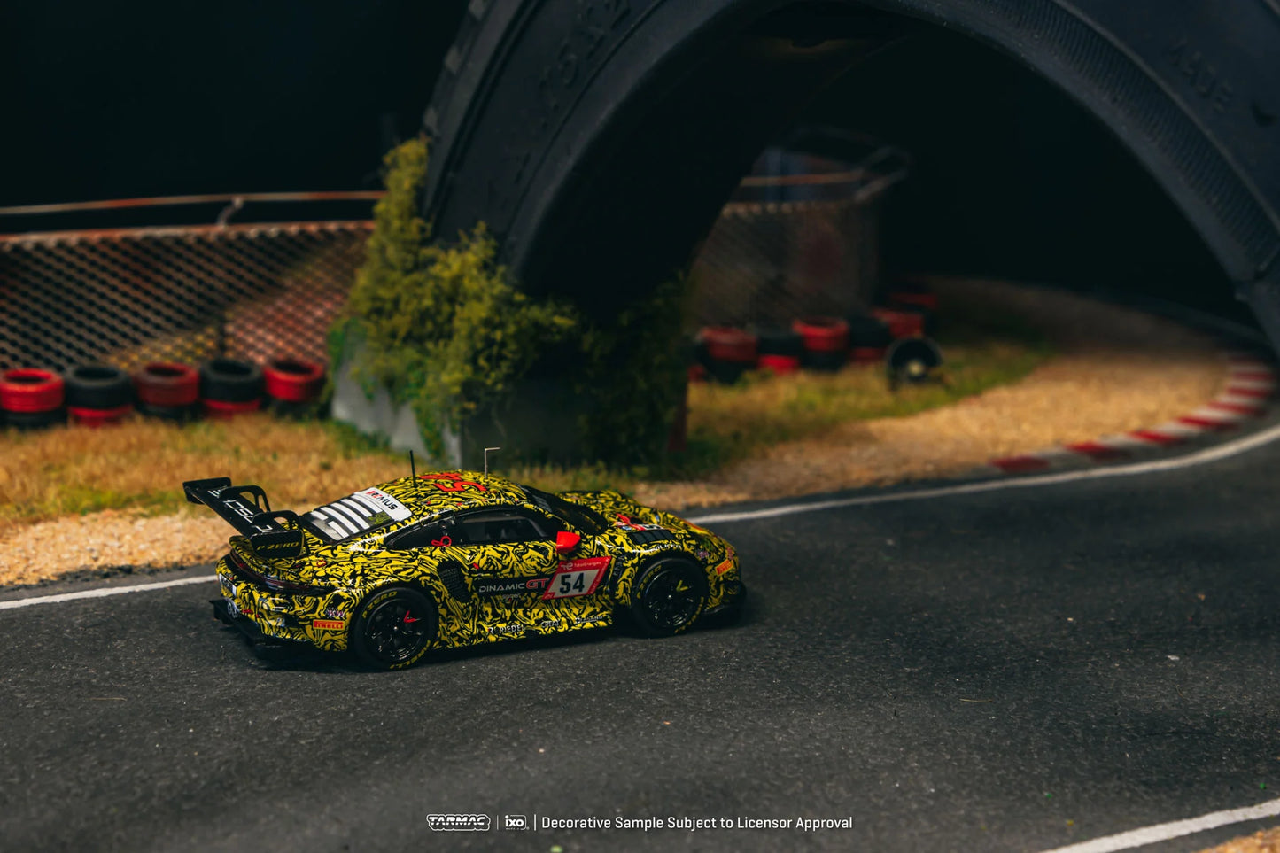 Tarmac Works x IXO 1/64 Porsche 911 GT3 R #54 Nurburgring 24h 2023  Yellow & Black - T64-084-23NUR54