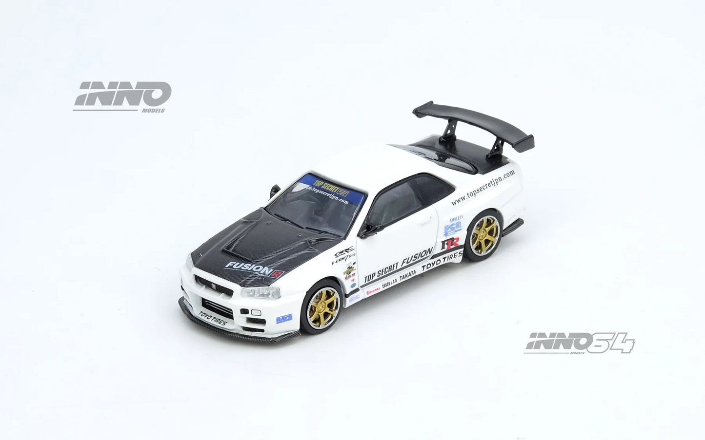 Inno64 1/64 Top Secret Nissan GT-R (R34) White - IN64-R34TS-WHI