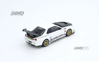 Inno64 1/64 Top Secret Nissan GT-R (R34) White - IN64-R34TS-WHI