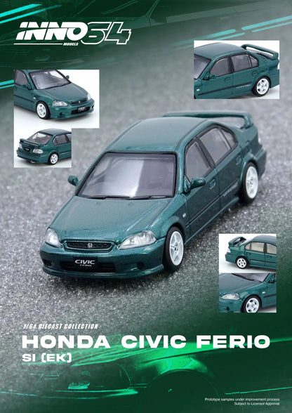 Inno64 1/64 Honda Civic Ferio Si (EK) Green- IN64-EKS-GREEN