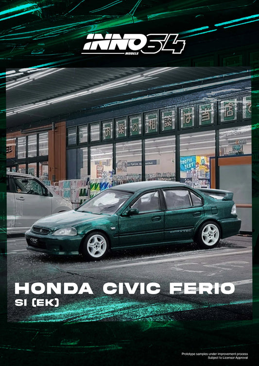 Inno64 1/64 Honda Civic Ferio Si (EK) Green- IN64-EKS-GREEN