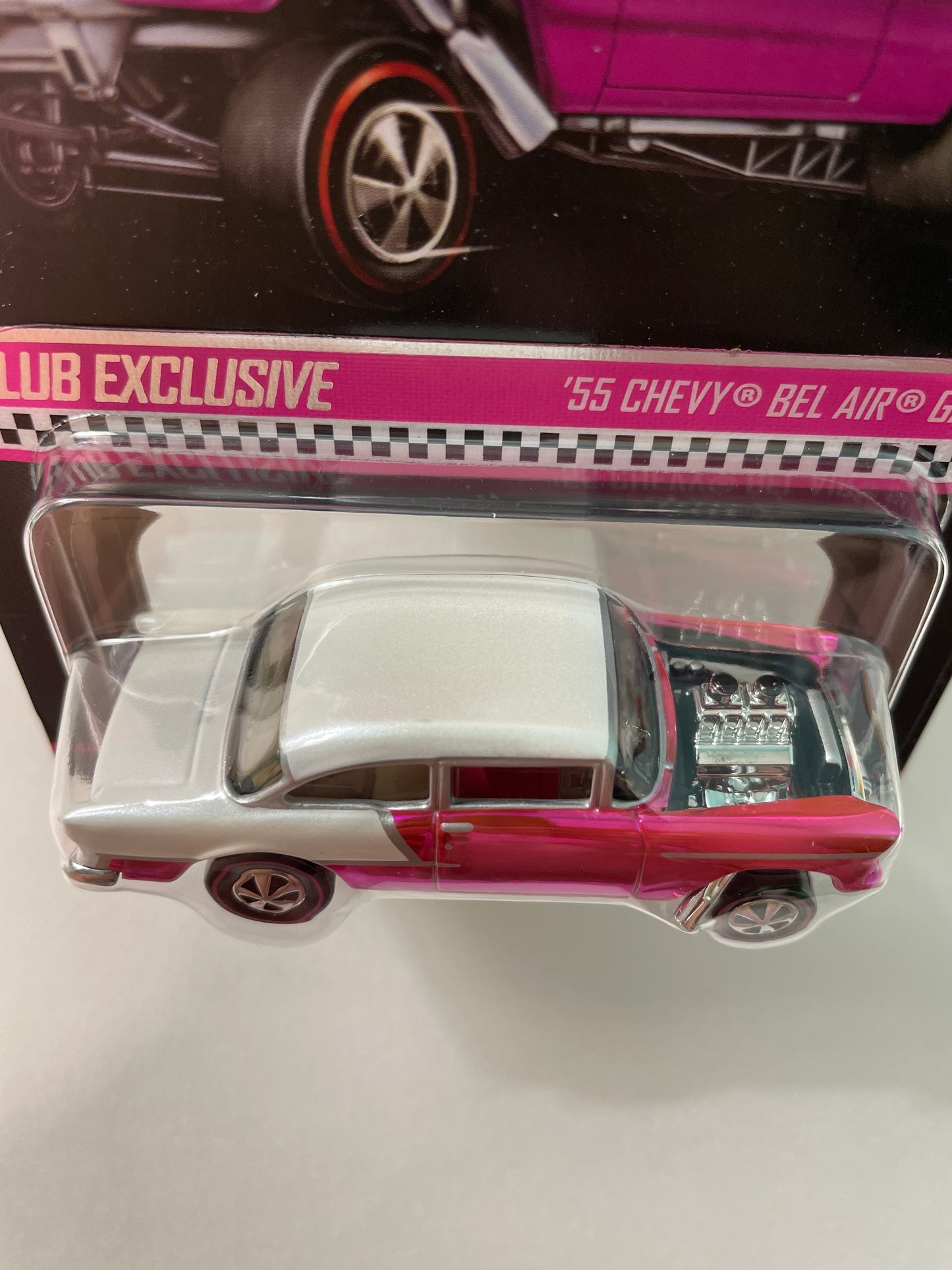 Hot Wheels 1/64 RLC Club Exclusive ‘55 Chevy Bel Air Gasser Pink & White
