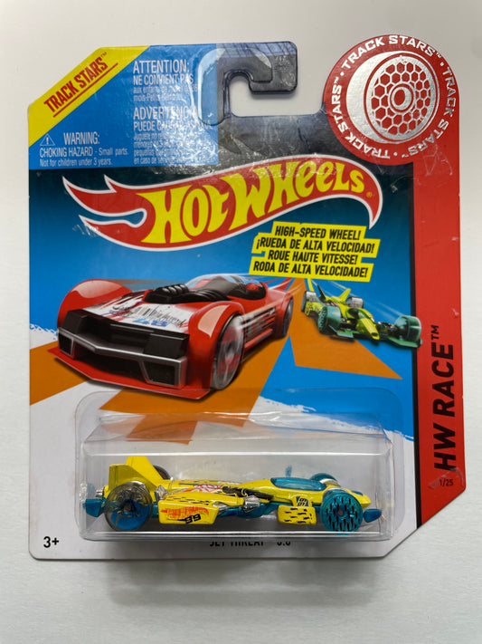 Hot Wheels 1/64 High Speed Wheels Track Stars Jet Threat 3.0 Yellow & Blue BDW21 - Damaged Box