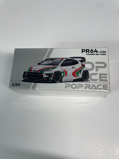 Pop Race 1/64 Toyota Pandem Gr Yaris Rally Livery White - PR64-136
