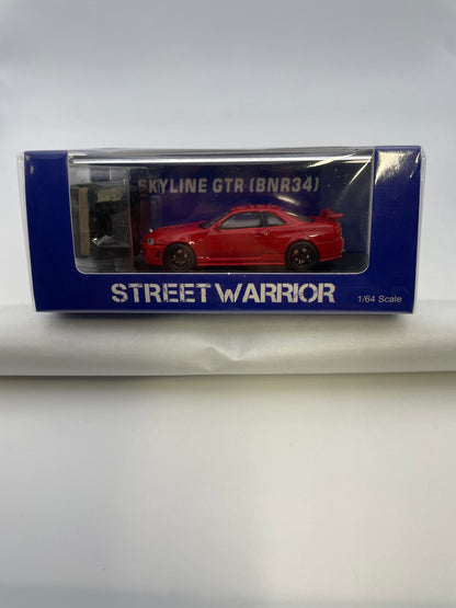 Street Warrior 1/64 Nissan Skyline GT-R BNR34 Camper w/ Tent Red